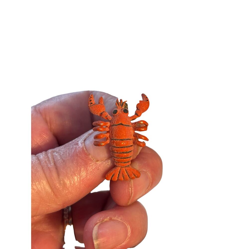 Vintage 1950s Lobster Brooch Orange Textured Figural Mid Century Coastal Kitsch